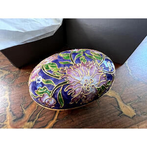 NYCO Enameled Oval Pink & Purple Floral Jewelry Box - Perfect Easter Gift!